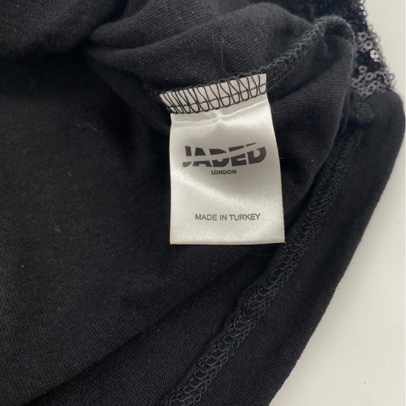 Jaded London Black & White Sequin Oversized T Shirt Punk Indie Sleeze - Picture 11 of 11